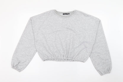 Boohoo Womens Grey Crew Neck  Polyester Pullover Jumper Size 12