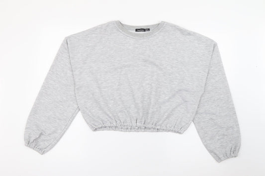 Boohoo Womens Grey Crew Neck  Polyester Pullover Jumper Size 12
