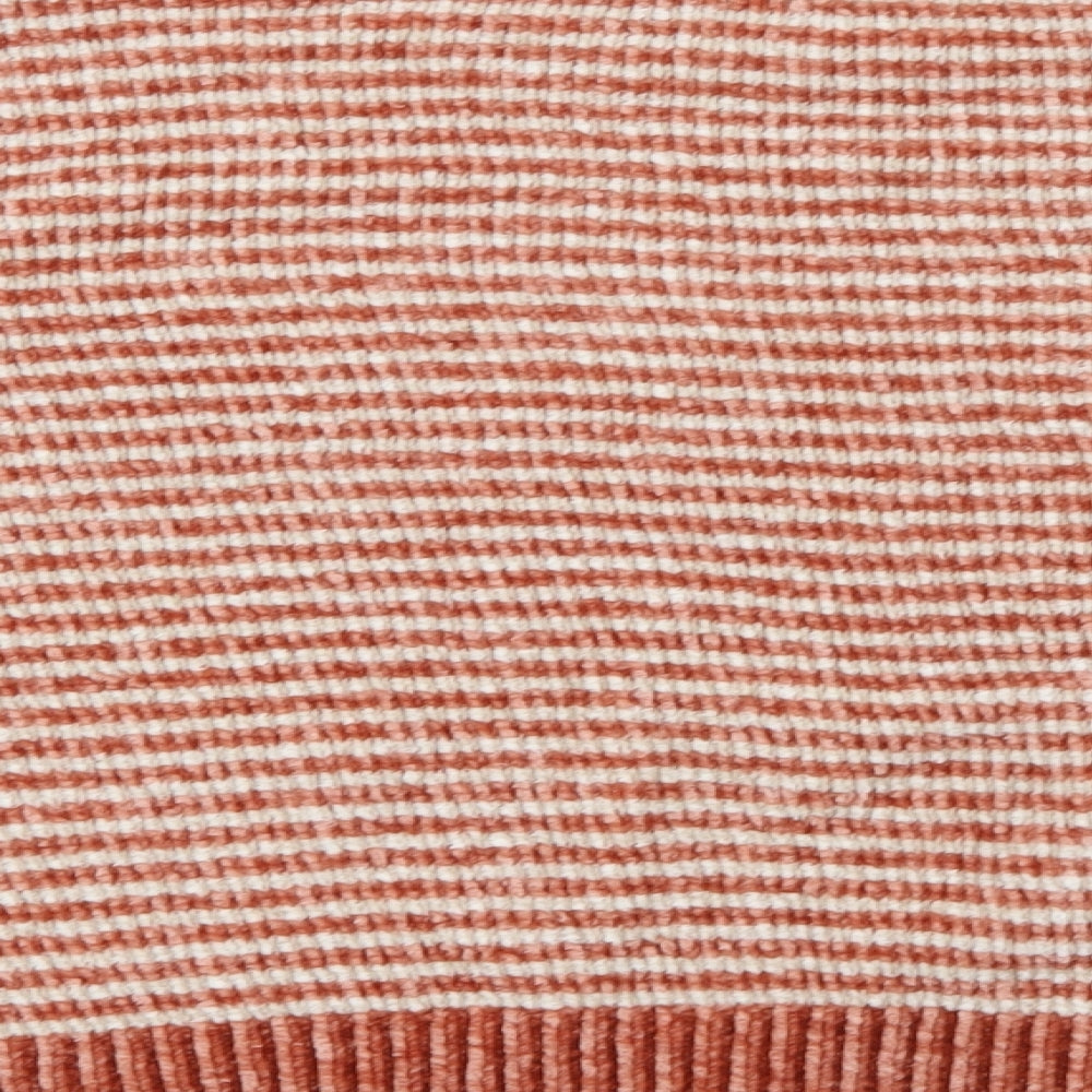 Primark Womens Orange Collared Striped Polyester Pullover Jumper Size M