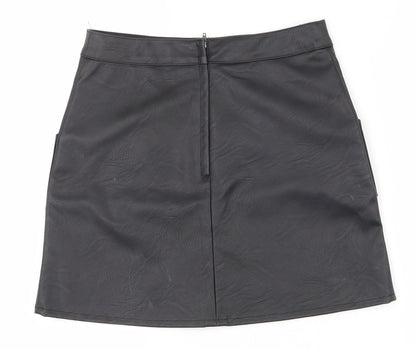 F&F Girls Black  Polyurethane A-Line Skirt Size 10-11 Years  Regular Zip