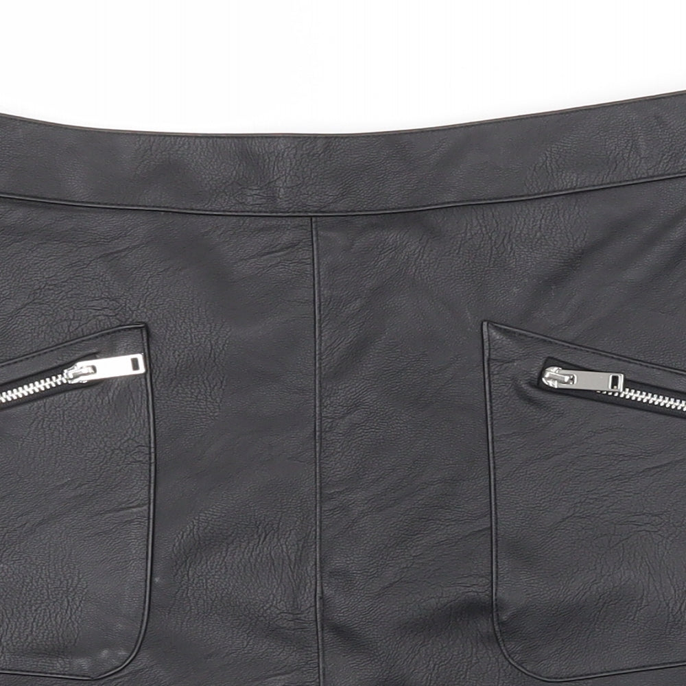 F&F Girls Black  Polyurethane A-Line Skirt Size 10-11 Years  Regular Zip