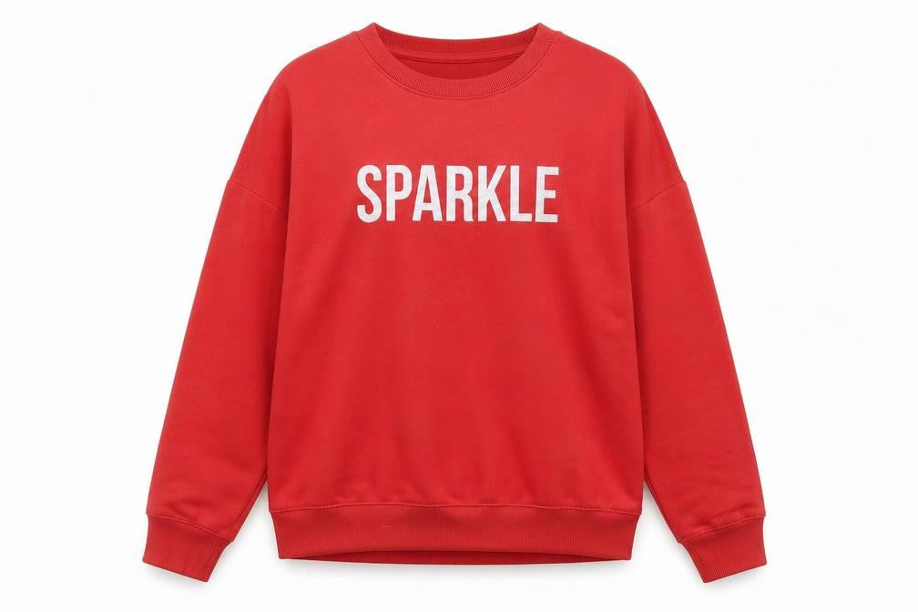 Front view of Papaya women’s red polyester pullover sweatshirt, size M, pullover