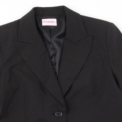 Simply Be Womens Black Striped Polyester Jacket Suit Jacket Size 14   - Shoulder pads