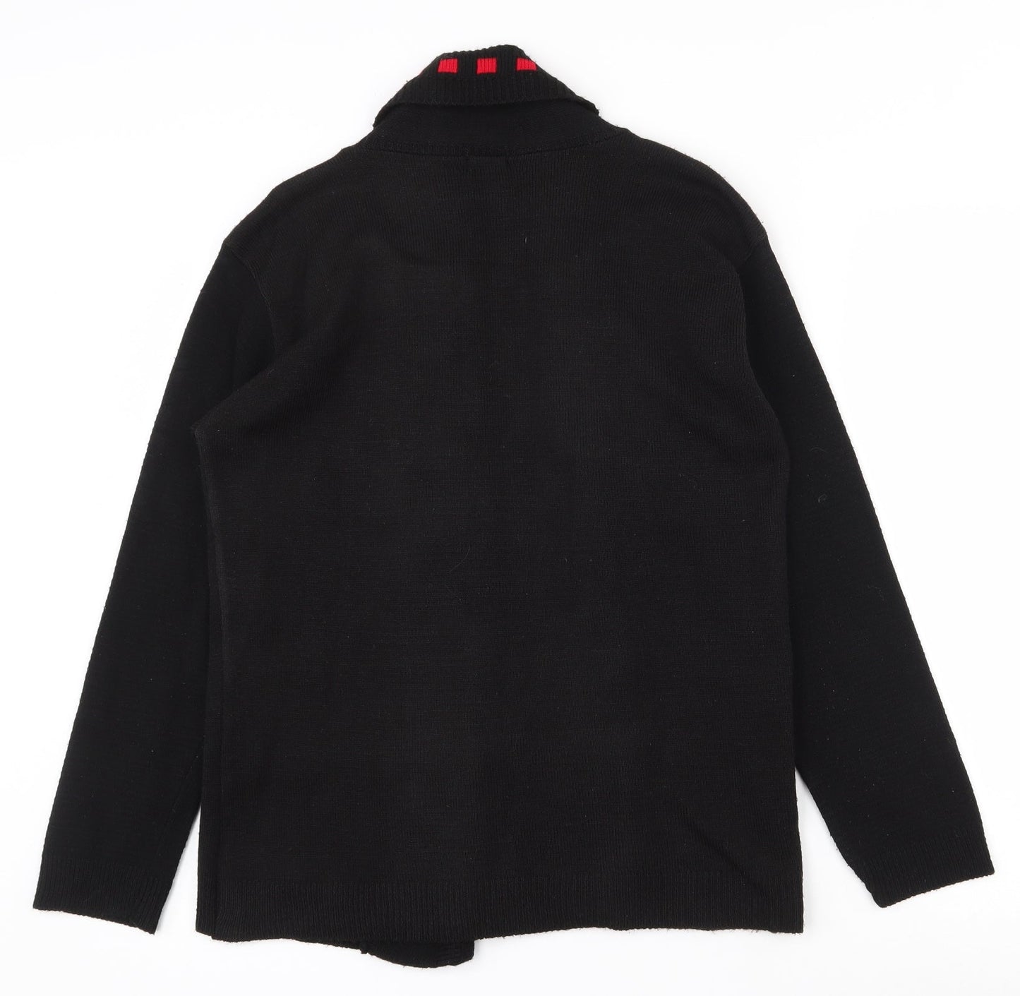 Qu7 Womens Black Boat Neck  Acrylic Pullover Jumper Size M   - M/L Jumper/Cardigan 2 in 1