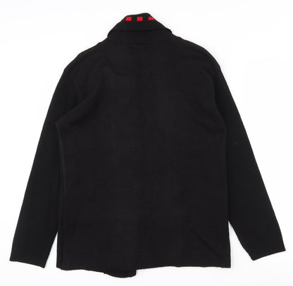 Qu7 Womens Black Boat Neck  Acrylic Pullover Jumper Size M   - M/L Jumper/Cardigan 2 in 1