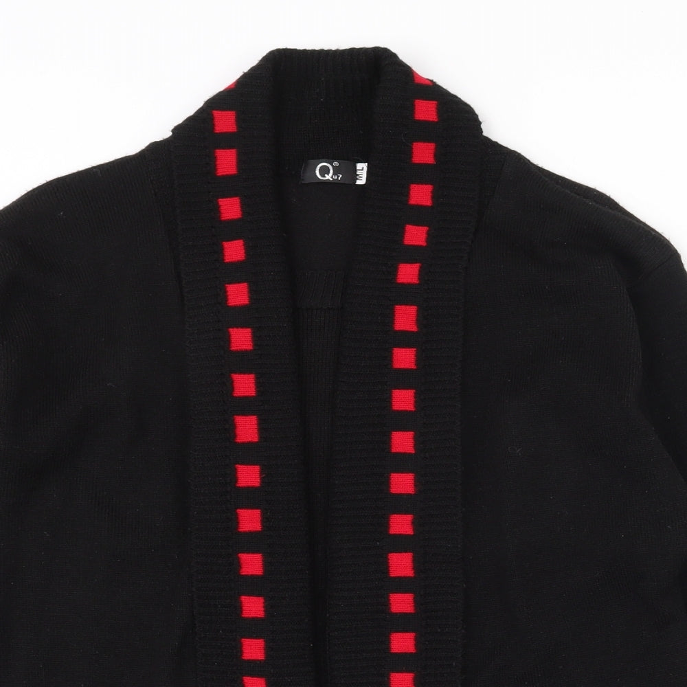 Qu7 Womens Black Boat Neck  Acrylic Pullover Jumper Size M   - M/L Jumper/Cardigan 2 in 1