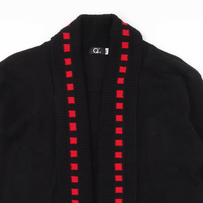 Qu7 Womens Black Boat Neck  Acrylic Pullover Jumper Size M   - M/L Jumper/Cardigan 2 in 1
