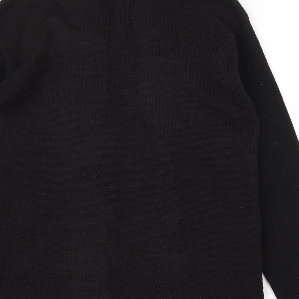 Qu7 Womens Black Boat Neck  Acrylic Pullover Jumper Size M   - M/L Jumper/Cardigan 2 in 1