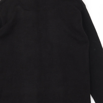 Qu7 Womens Black Boat Neck  Acrylic Pullover Jumper Size M   - M/L Jumper/Cardigan 2 in 1