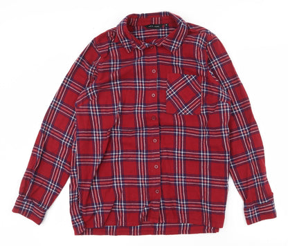 Womens UK Size 12 New Look Red Basic Button-Up