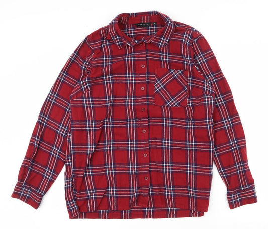 Womens UK Size 12 New Look Red Basic Button-Up