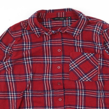 Womens UK Size 12 New Look Red Basic Button-Up