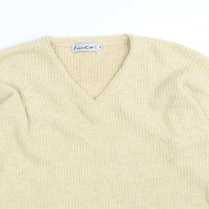 WICO Womens Yellow V-Neck  Acrylic Pullover Jumper Size M