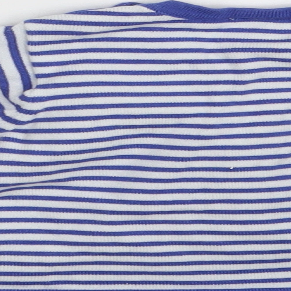 Zara Girls Blue Striped Cotton Jumper Dress  Size 9-12 Months  Round Neck Button