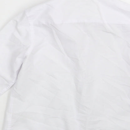 Brand and care label for Marks & Spencer girls’ white polyester basic button-up, years collared button - school wear