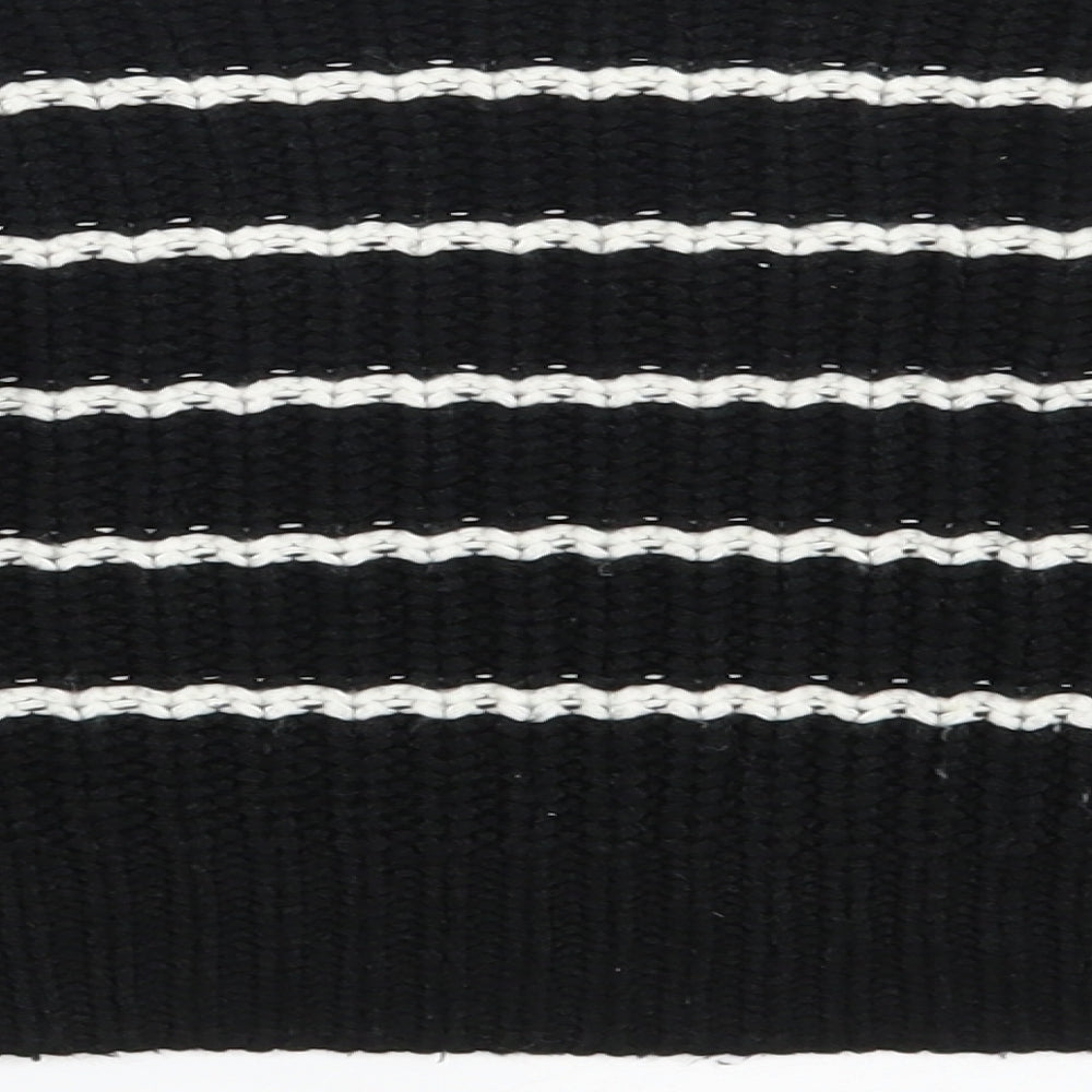 New Look Girls Black Round Neck Striped Acrylic Pullover Jumper Size 9 Years   - Cropped