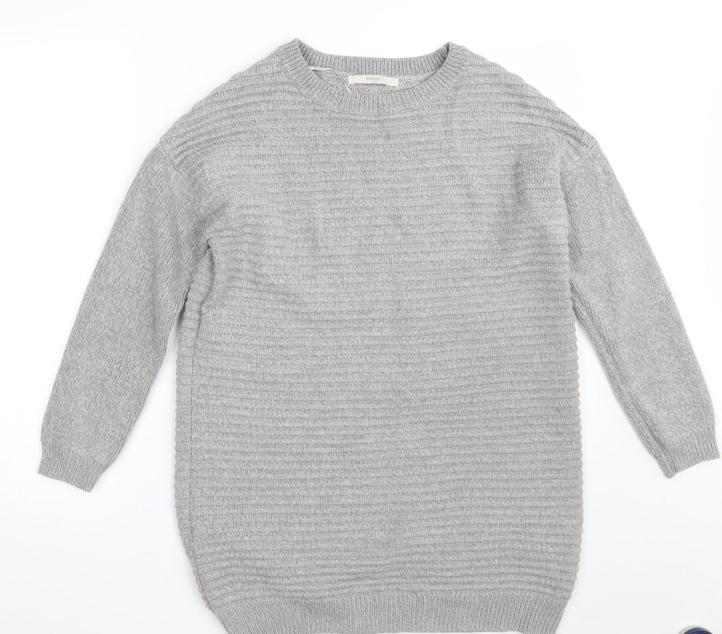George Womens Grey Round Neck  Cotton Pullover Jumper Size 8