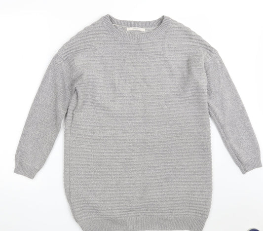 George Womens Grey Round Neck  Cotton Pullover Jumper Size 8