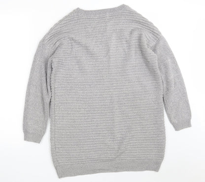 George Womens Grey Round Neck  Cotton Pullover Jumper Size 8