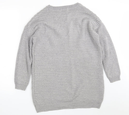 George Womens Grey Round Neck  Cotton Pullover Jumper Size 8