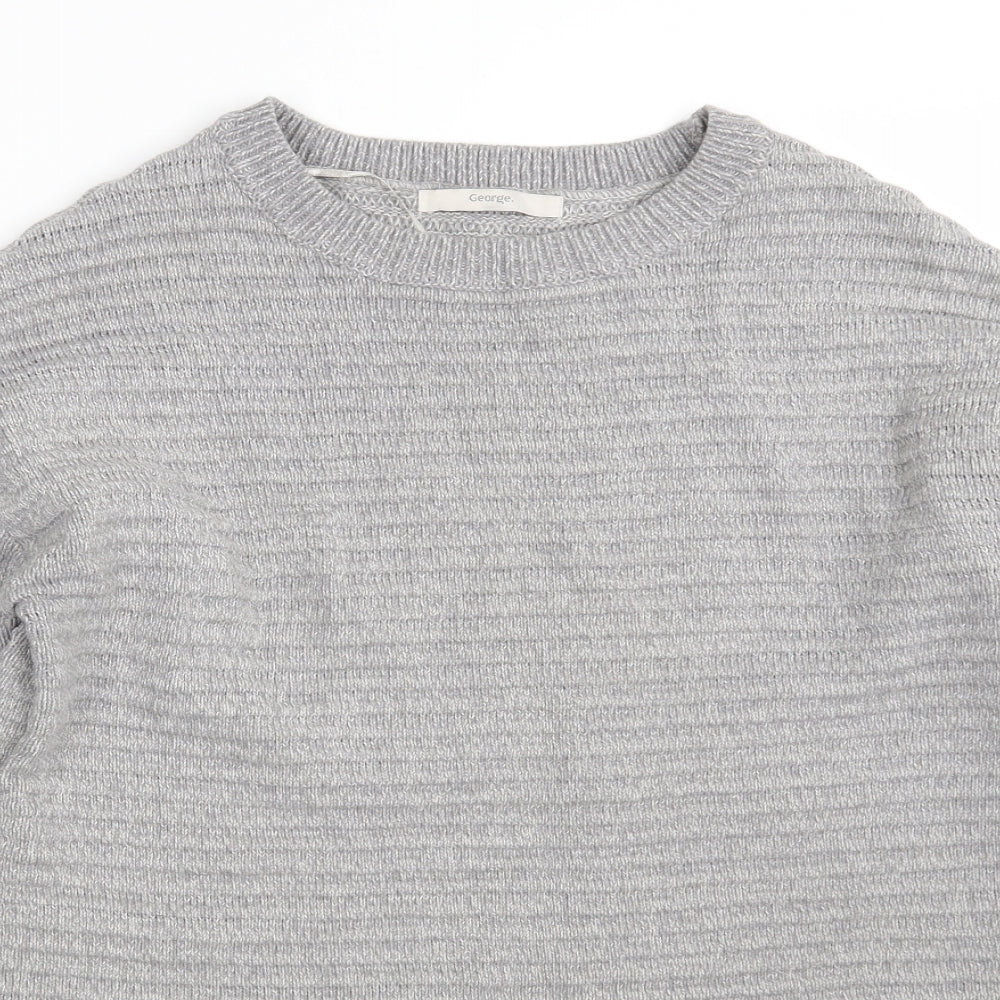 George Womens Grey Round Neck  Cotton Pullover Jumper Size 8