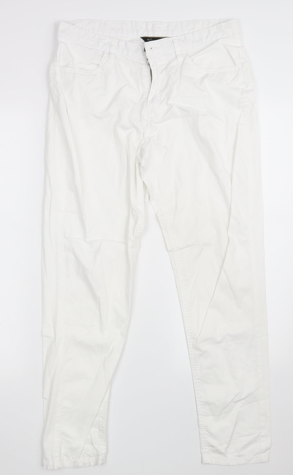 Originals  Womens White  Cotton Straight Jeans Size 10 L28 in Regular Zip