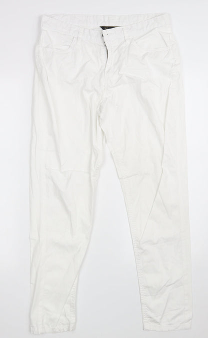 Originals  Womens White  Cotton Straight Jeans Size 10 L28 in Regular Zip