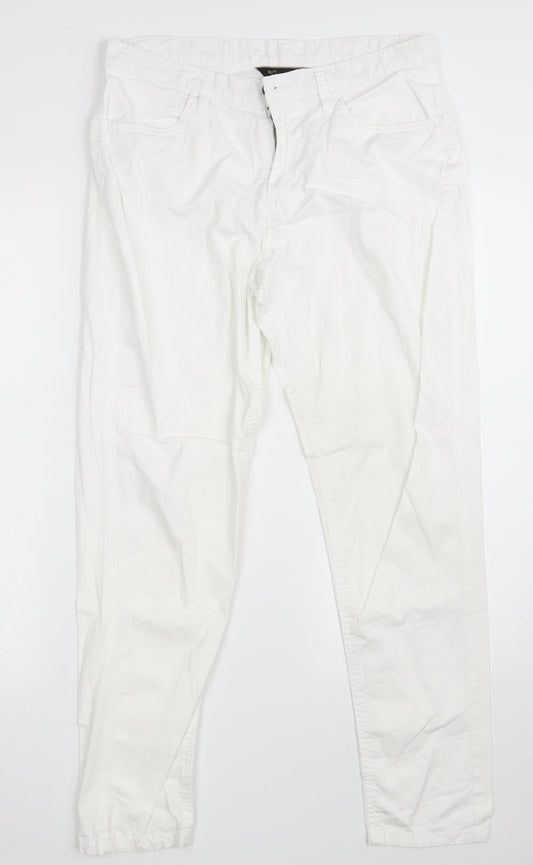 Originals  Womens White  Cotton Straight Jeans Size 10 L28 in Regular Zip