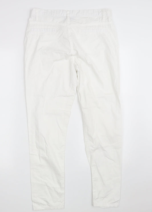 Originals  Womens White  Cotton Straight Jeans Size 10 L28 in Regular Zip