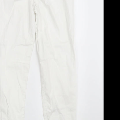 Originals  Womens White  Cotton Straight Jeans Size 10 L28 in Regular Zip