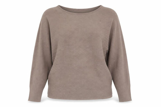 Front view of Alexara women’s brown boat neck viscose jumper, size S