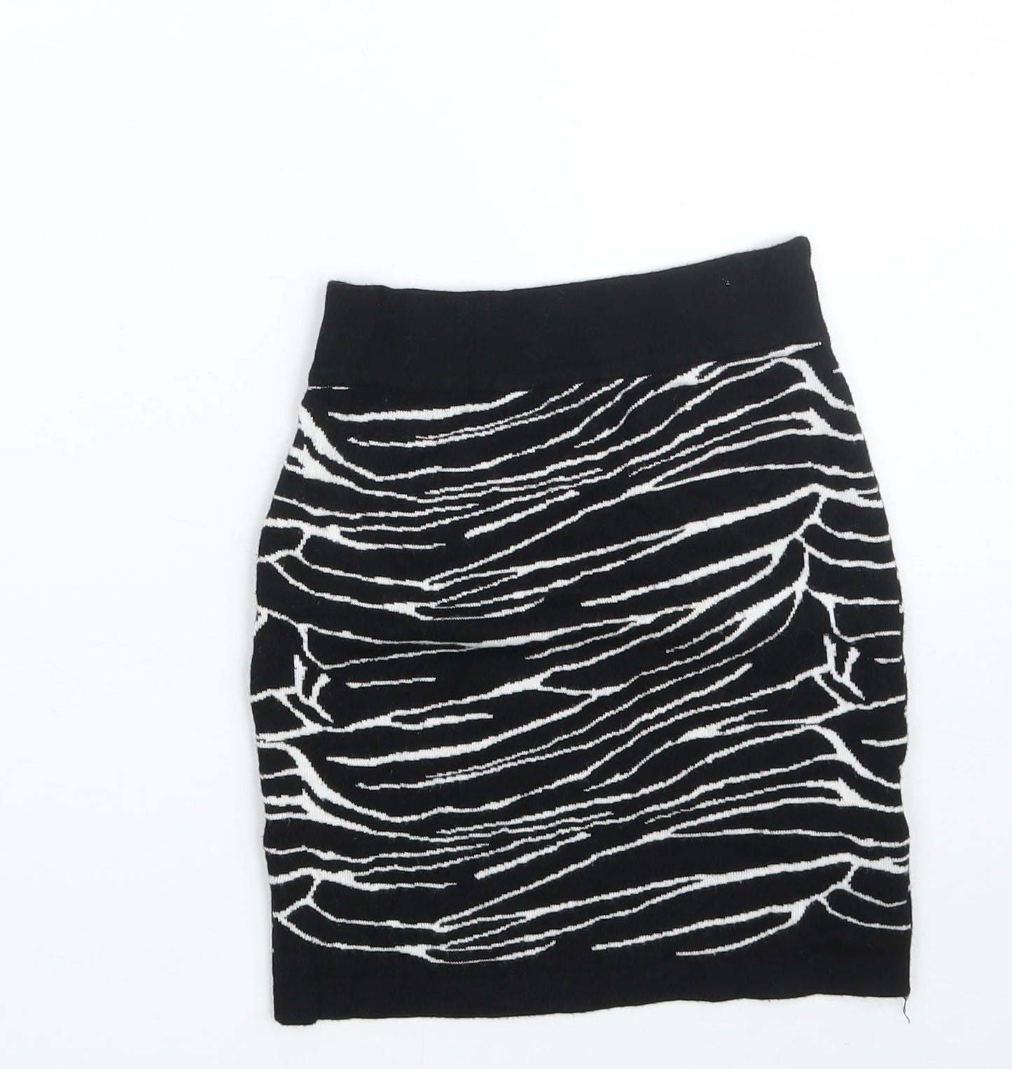 Amisu Girls Black Animal Print Viscose Mini Skirt Size XS  Regular
