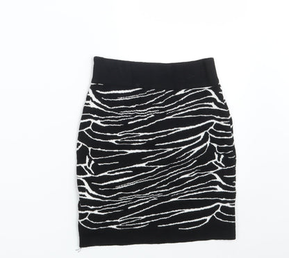 Amisu Girls Black Animal Print Viscose Mini Skirt Size XS  Regular