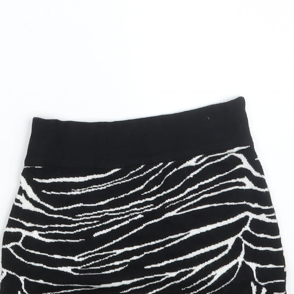 Amisu Girls Black Animal Print Viscose Mini Skirt Size XS  Regular