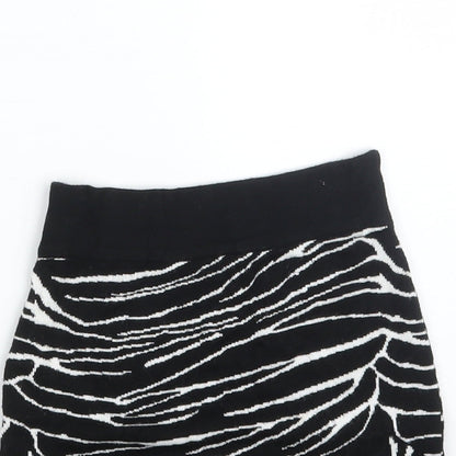 Amisu Girls Black Animal Print Viscose Mini Skirt Size XS  Regular