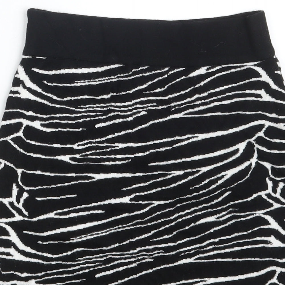 Amisu Girls Black Animal Print Viscose Mini Skirt Size XS  Regular