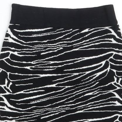 Amisu Girls Black Animal Print Viscose Mini Skirt Size XS  Regular