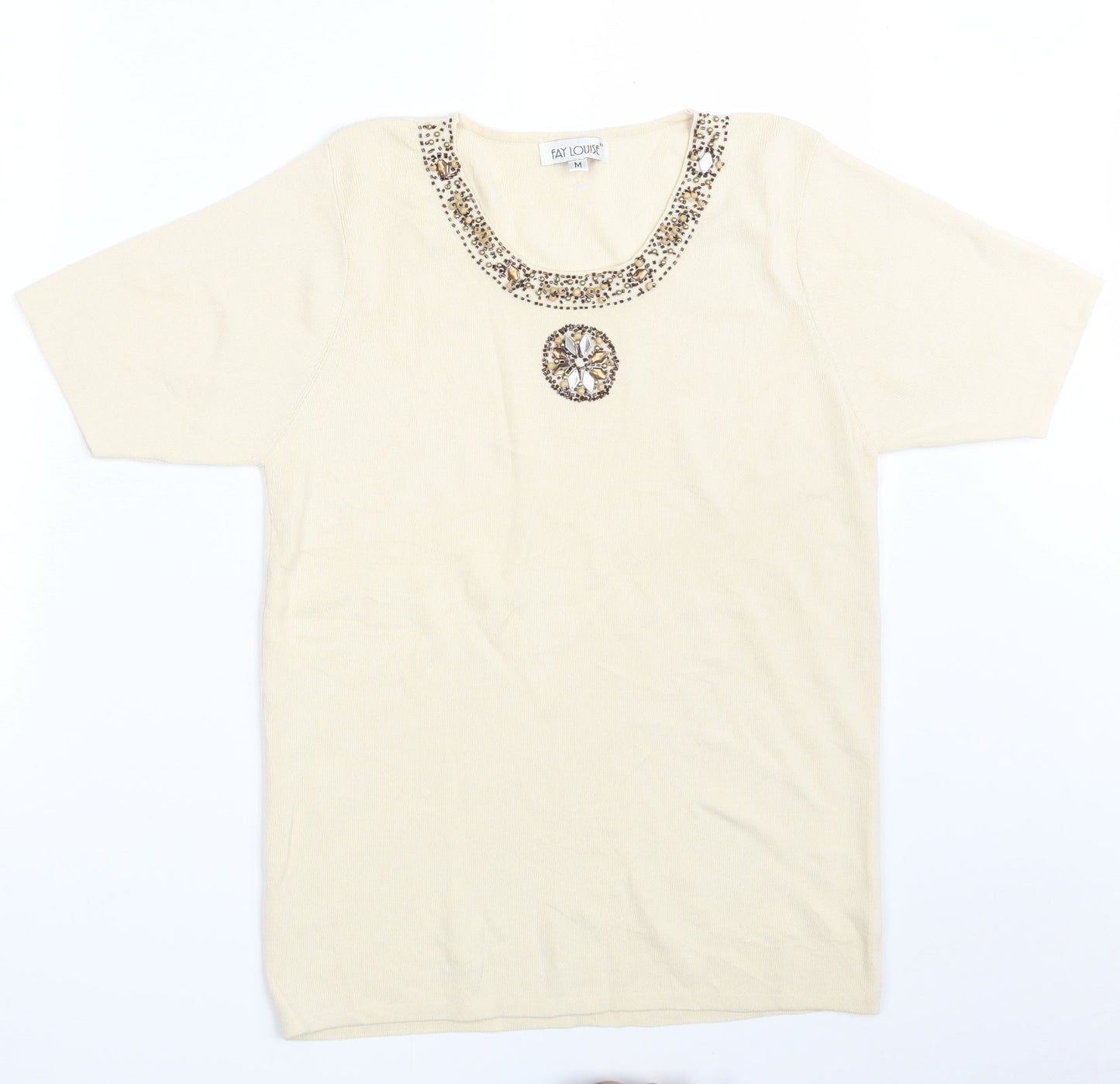 Womens UK Size M FAY LOUISE Beige Pullover Jumper