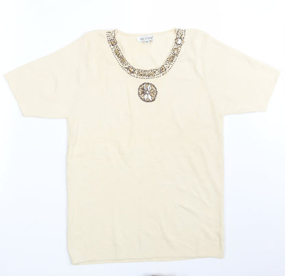 Womens UK Size M FAY LOUISE Beige Pullover Jumper