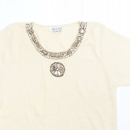 Womens UK Size M FAY LOUISE Beige Pullover Jumper
