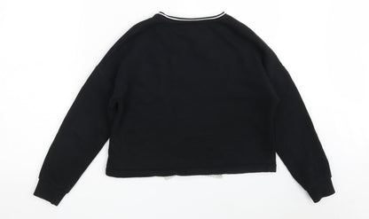 Marks and Spencer Girls Black  Cotton Pullover Sweatshirt Size 11-12 Years   - Future