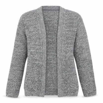 Front view of River Island women’s grey v-neck acrylic wrap jumper, size M