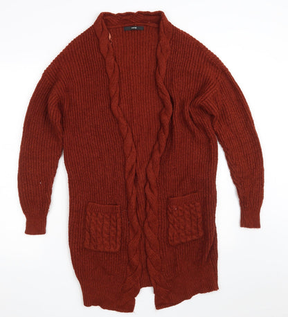 George Womens Brown V-Neck  Acrylic Cardigan Jumper Size 8   - Size 8-10