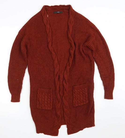 George Womens Brown V-Neck  Acrylic Cardigan Jumper Size 8   - Size 8-10