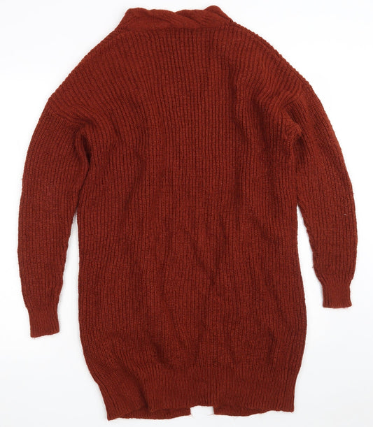 George Womens Brown V-Neck  Acrylic Cardigan Jumper Size 8   - Size 8-10