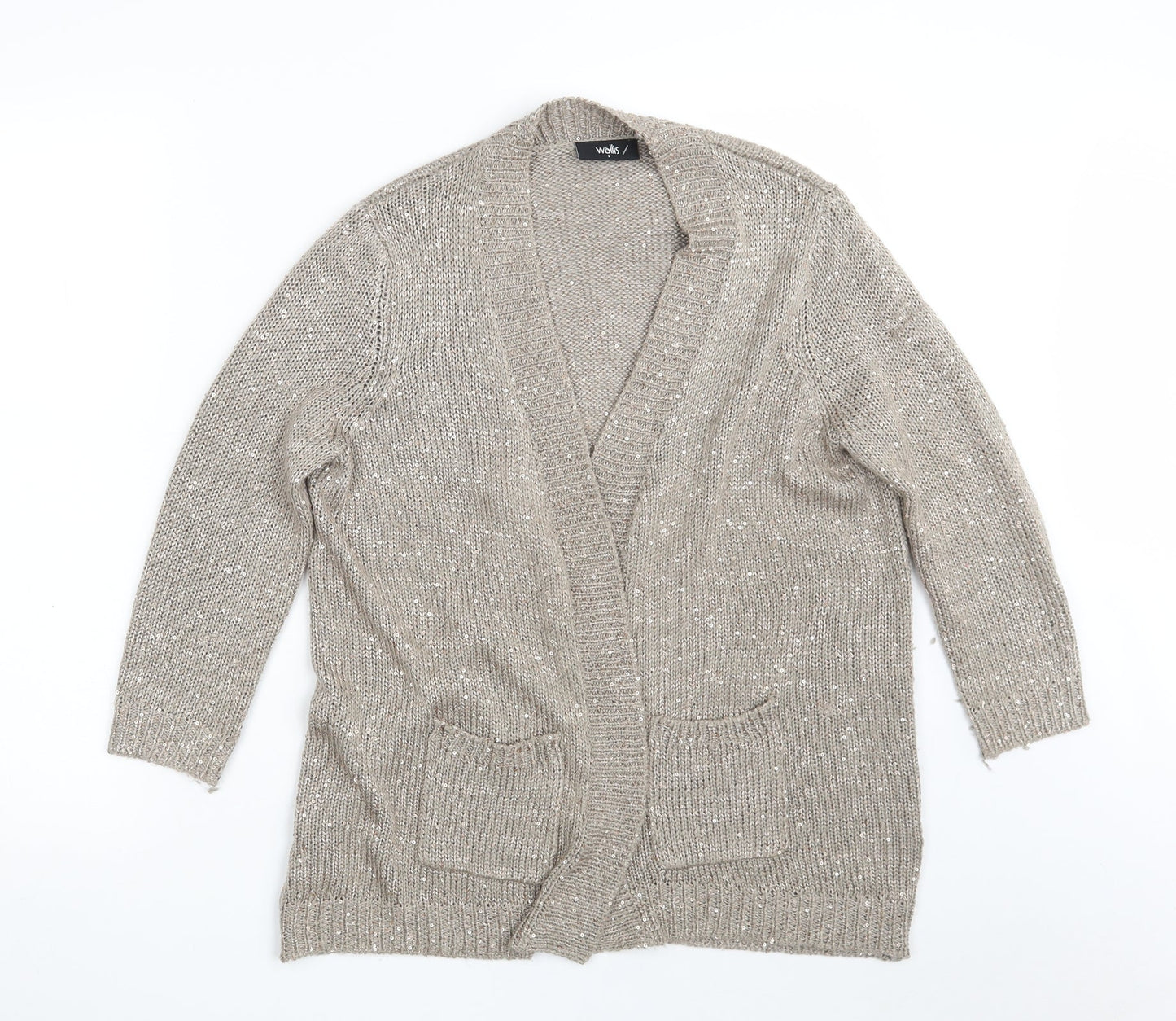 Womens UK Size S Wallis Silver Cardigan Jumper