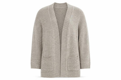Front view of Wallis women’s silver v-neck acrylic cardigan jumper, size S