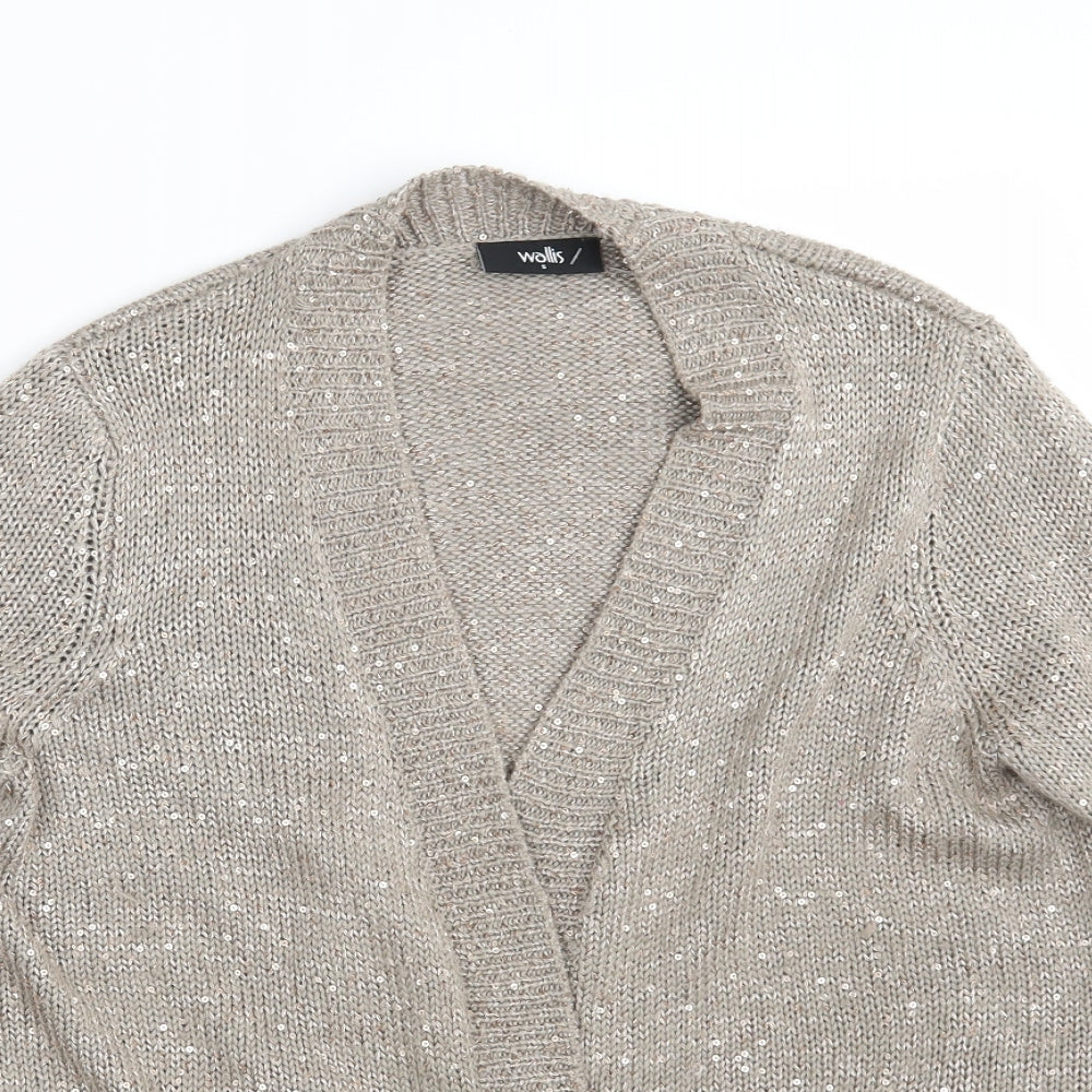 Womens UK Size S Wallis Silver Cardigan Jumper