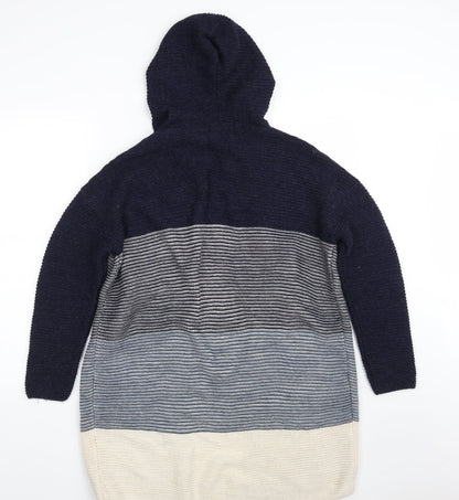 George Womens Blue V-Neck  Acrylic Cardigan Jumper Size 8   - Colorblock