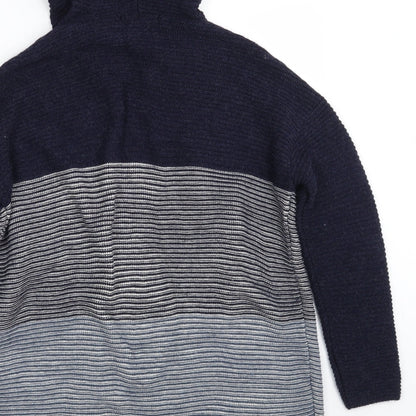 George Womens Blue V-Neck  Acrylic Cardigan Jumper Size 8   - Colorblock